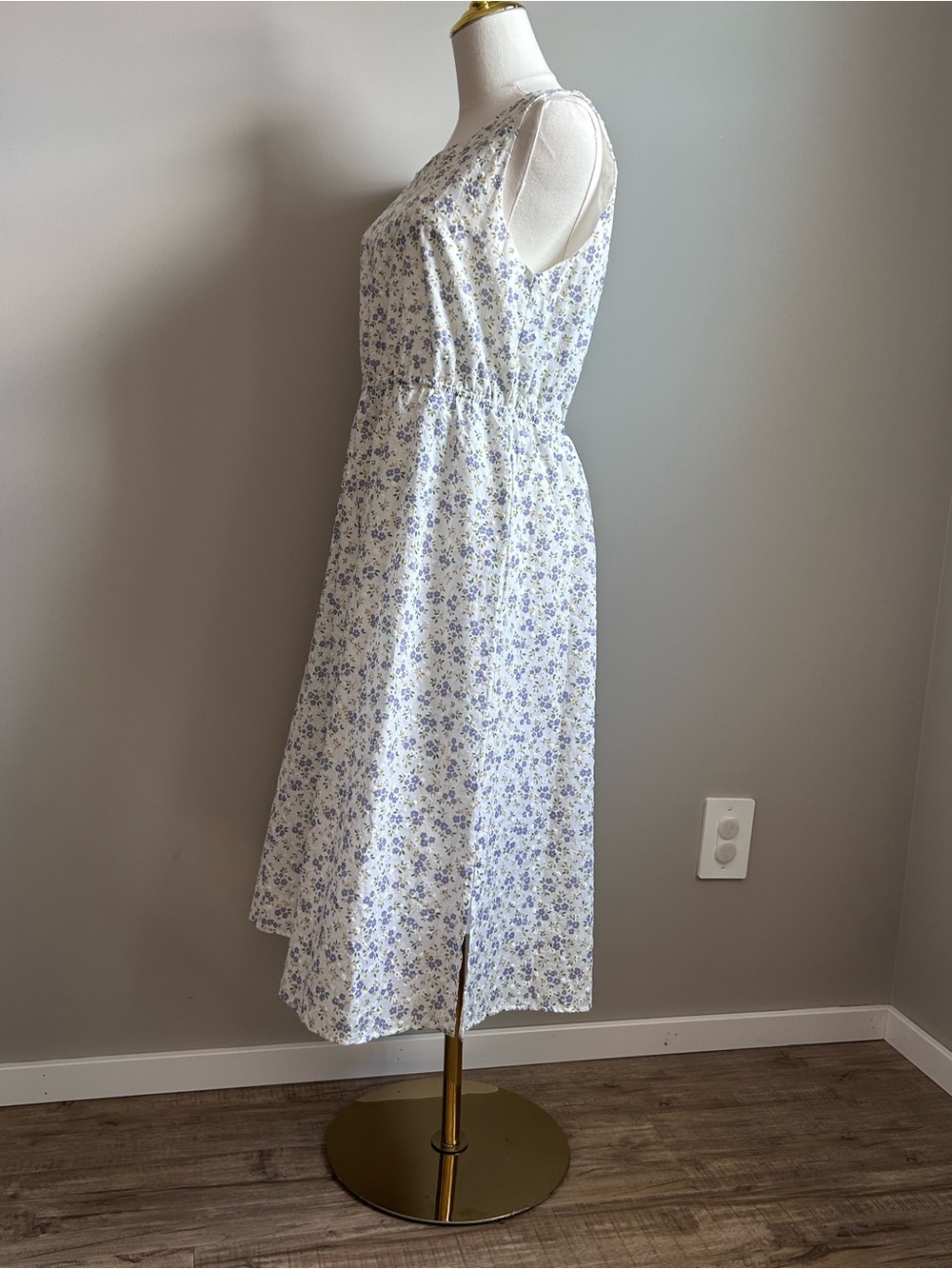 Pink Martini Forget Me Not Dress Blue White Purple Floral Print 100% cotton midi - Picture 8 of 8